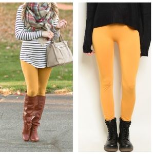 Mustard fleece lined leggings